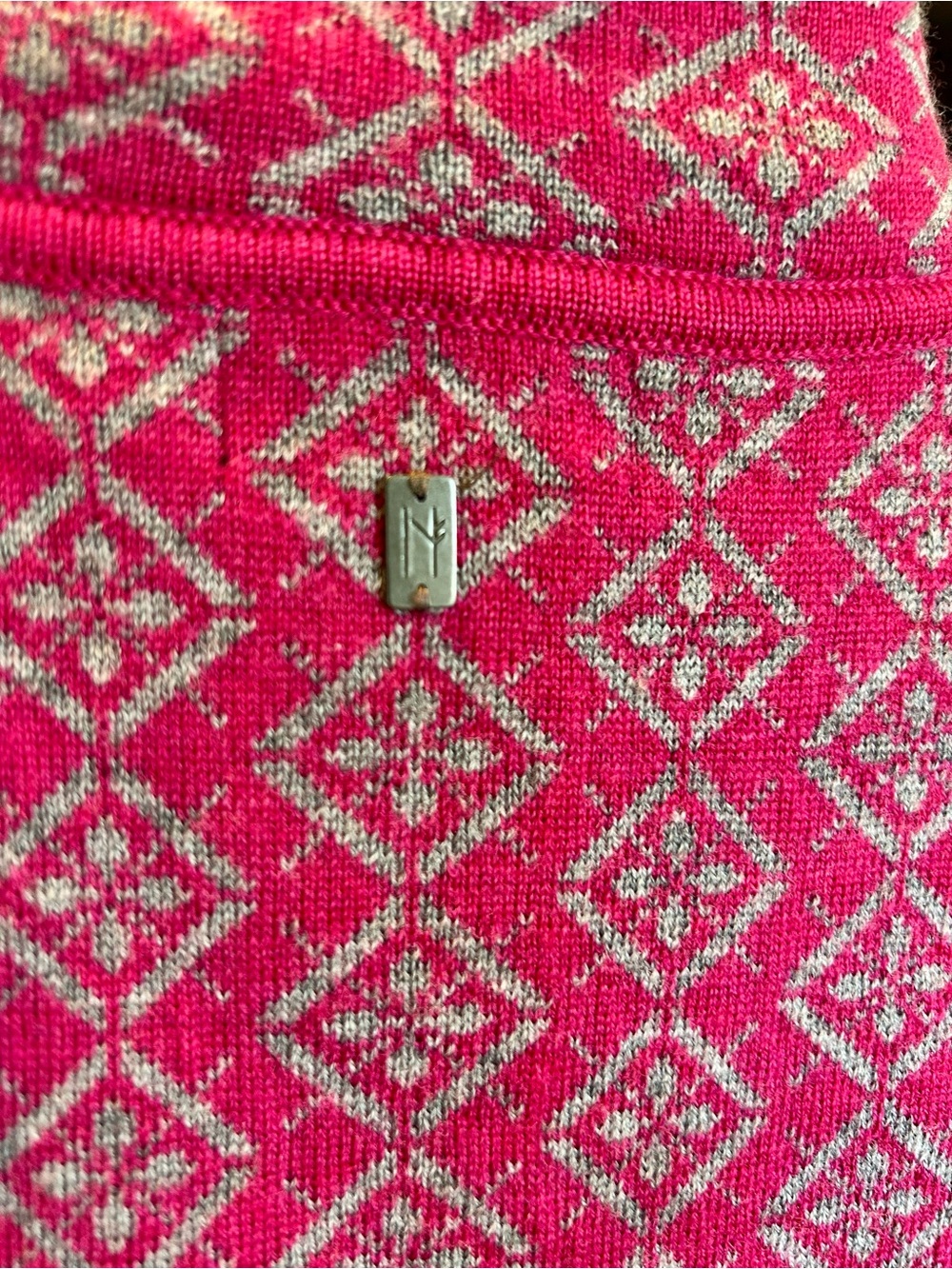 Neve Nordic Merino Wool Pink Patterned Zip-Front Sleeveless Vest Sz S - Picture 4 of 9